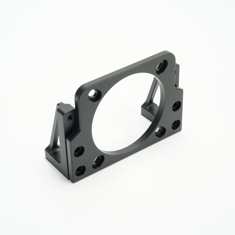 CNC-machined Simucube 2 wheelbase mount installed on a SPEC 282 sim rig