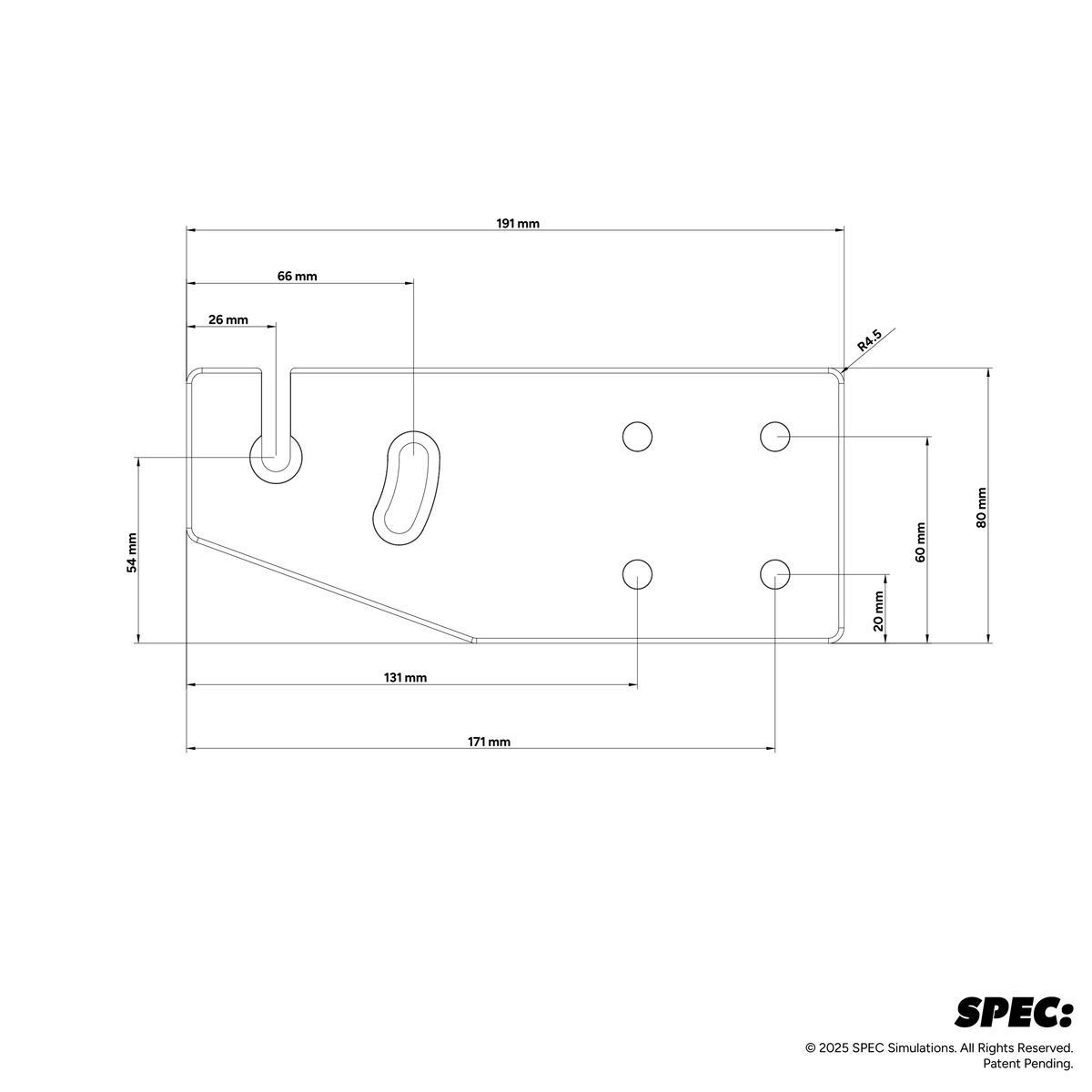 Wheelbase Side Bracket (Set of L/R) — dimensioned drawing